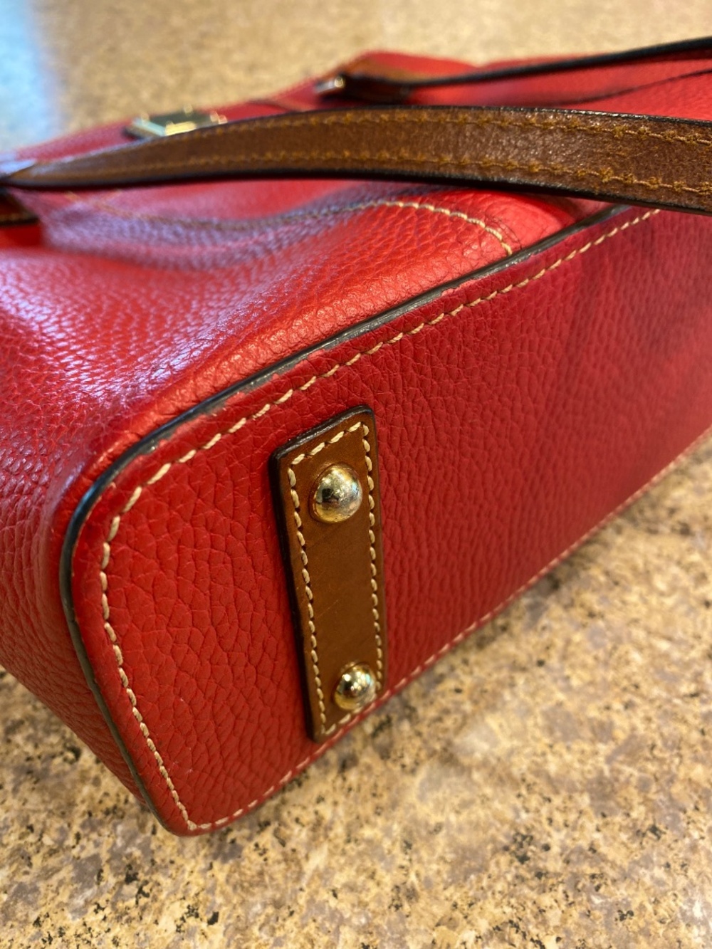 DOONEY & BOURKE Red Pebble Leather Small Lexington Tote Bag GUC - Picture 16 of 17